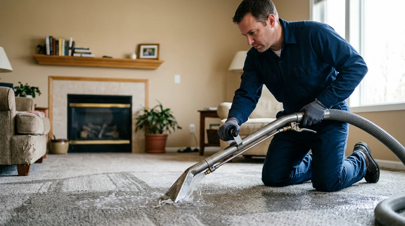Water damage restoration technician working near Guthrie, KY